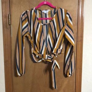 Long Sleeve Yellow and Orange Crop Top